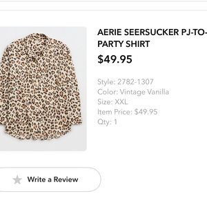 Aerie Leopard PJ-to-Party Button Up Blouse. XXL